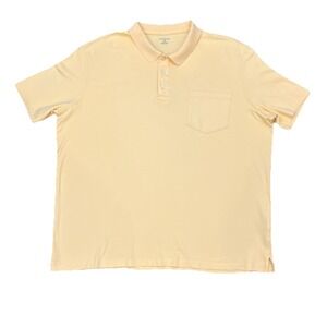 Vintage 1995 Lands End Mens  XXL Supima Cotton Polo Shirt Yellow Made in Peru SS